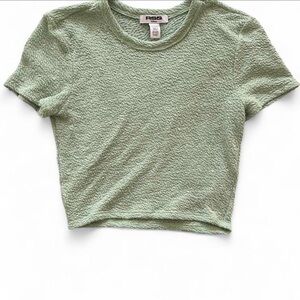 Women's Green Textured Crop Top